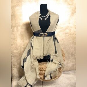 DONATED: Classic Cream Plaid Oversized Blanket Scarf | Neutral Wrap